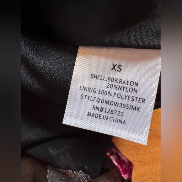 Mi Ami Black and Pink Floral Velvet Burnout Mini Dress - Picture 7 of 9